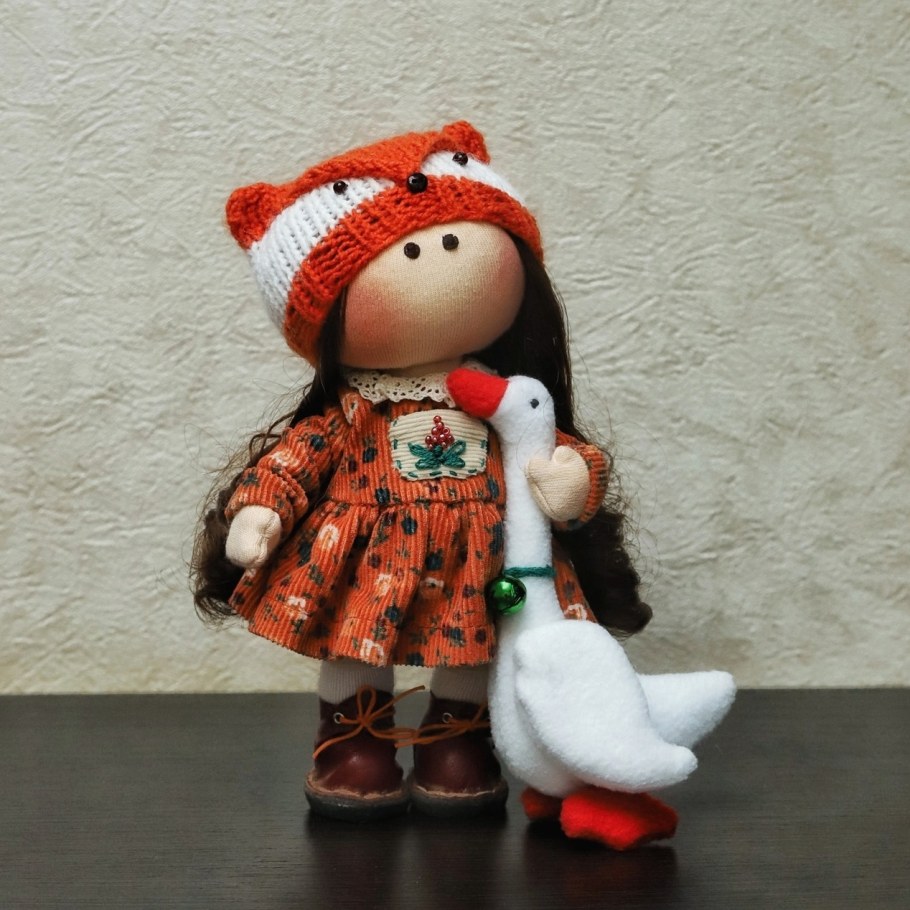 Кукла интерьерная высокая худая Лисичка