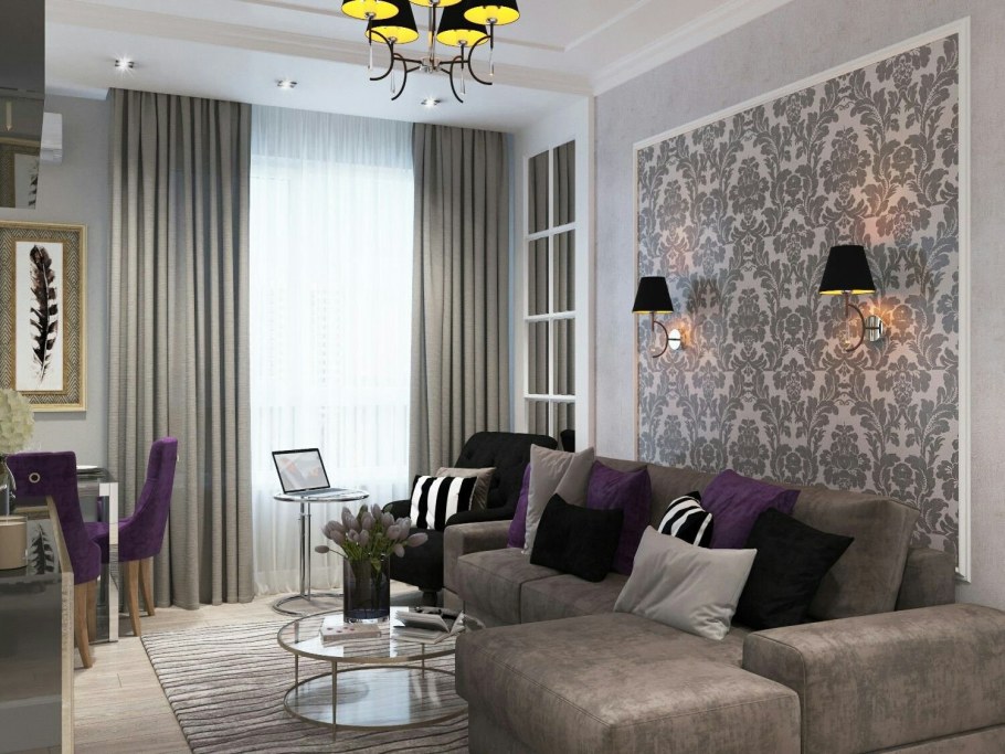 Гостиная в серых оттенках