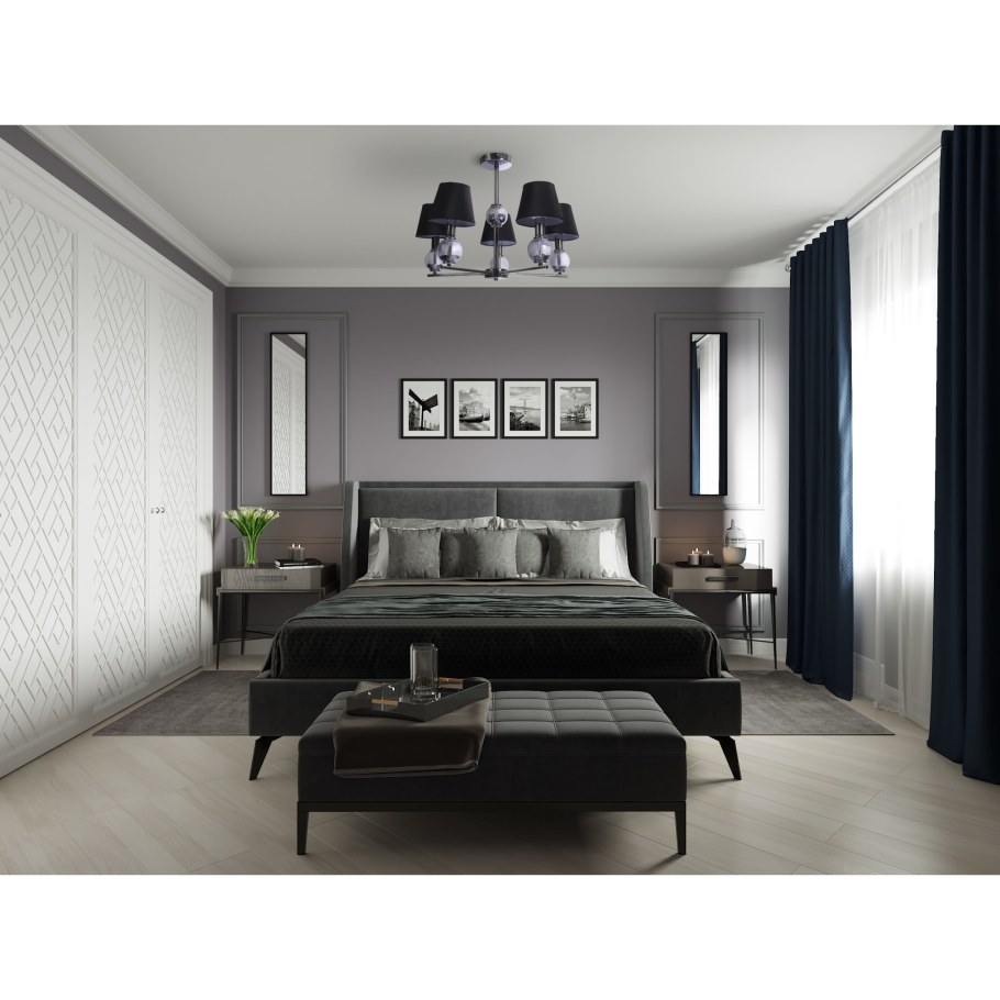 Спальня в серо черных тонах