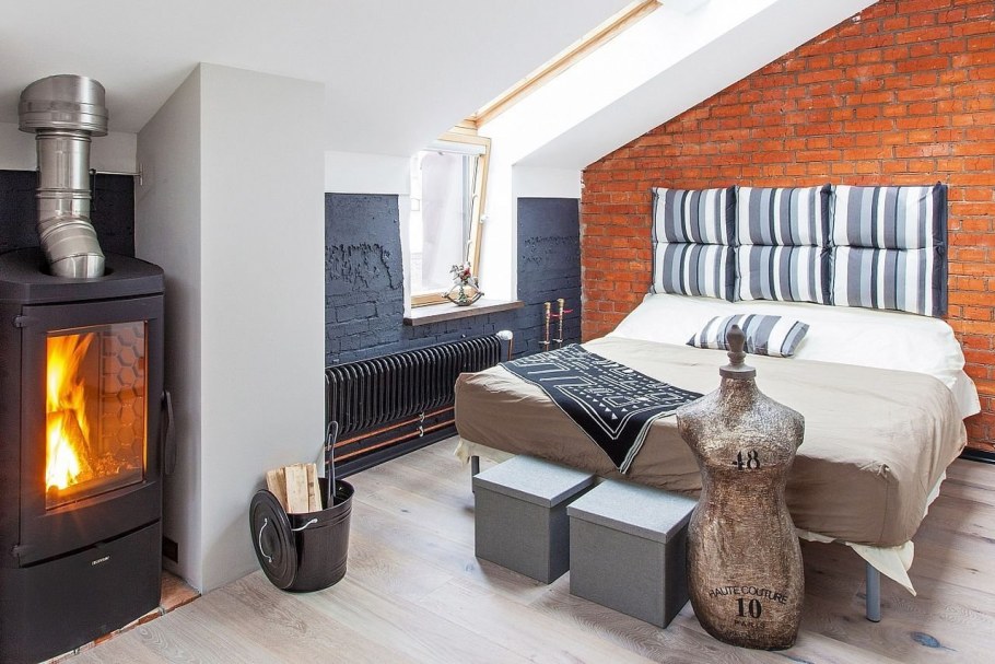 Камин дровяной лофт