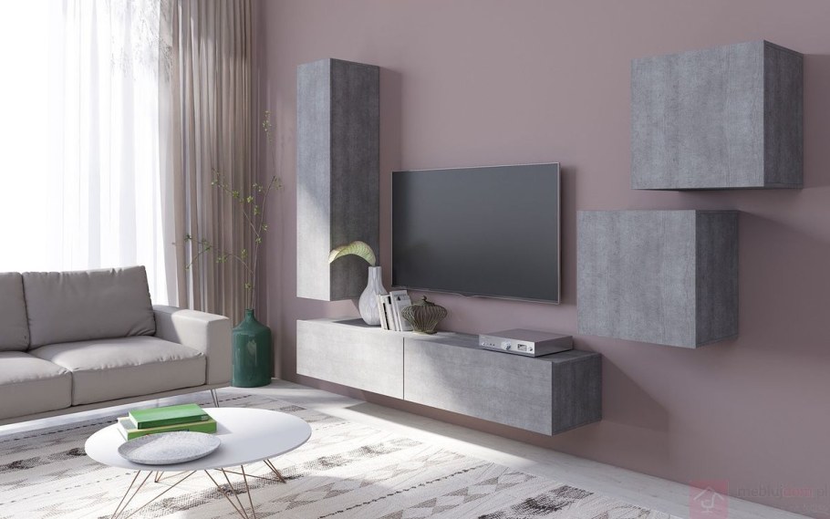 Стенка в гостиную цвет бетон