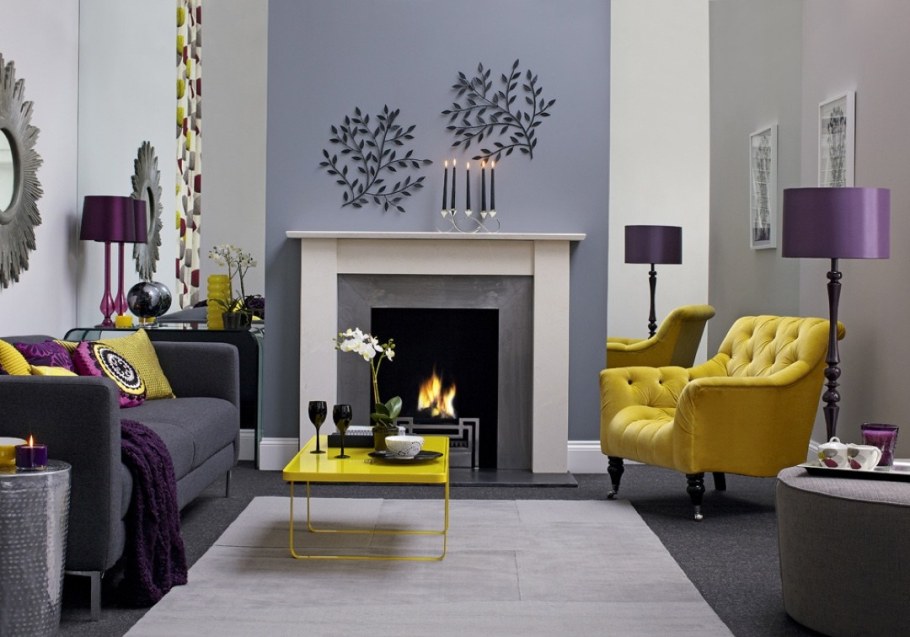 Серый интерьер гостиной