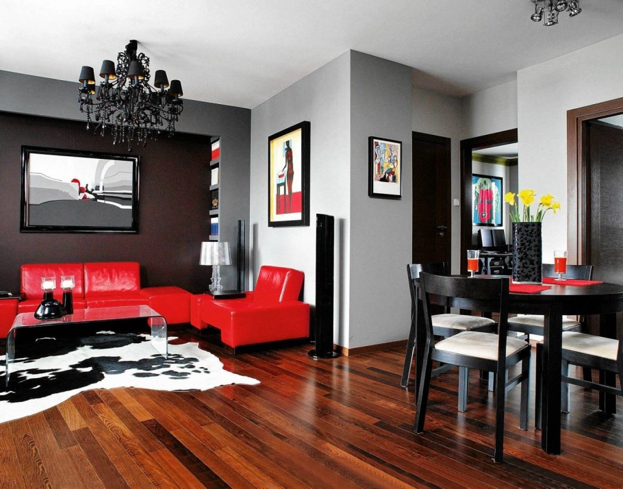 Сочетание красного и черного в интерьере