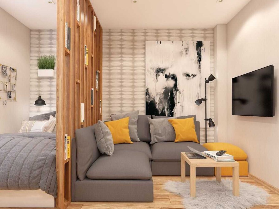 Интерьер комнаты в однокомнатной квартире