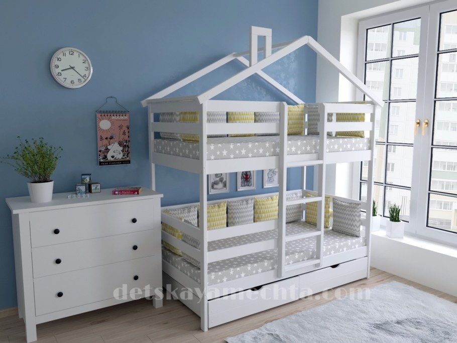 Кровать домик двухъярусная MDW Kids