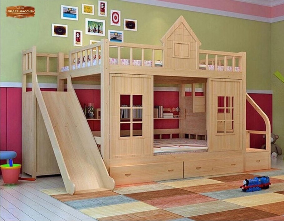 Двухэтажная кровать с горкой