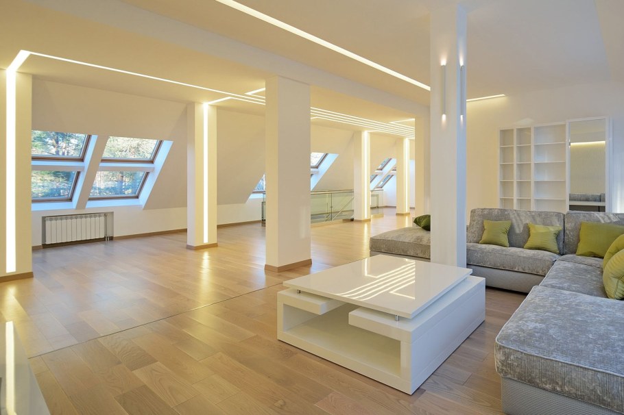 Подсветка колонн в интерьере