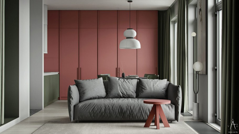 Спальня в цвете марсала