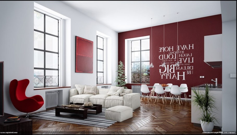 Бордовые стены в интерьере