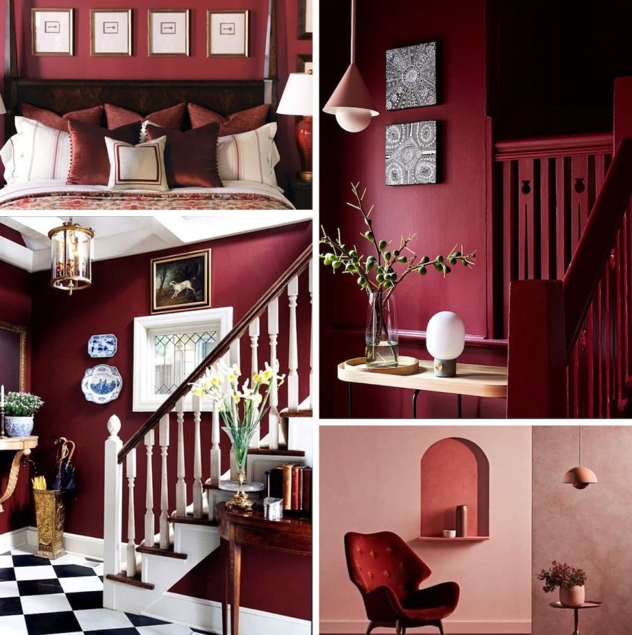 Бордовые стены в интерьере