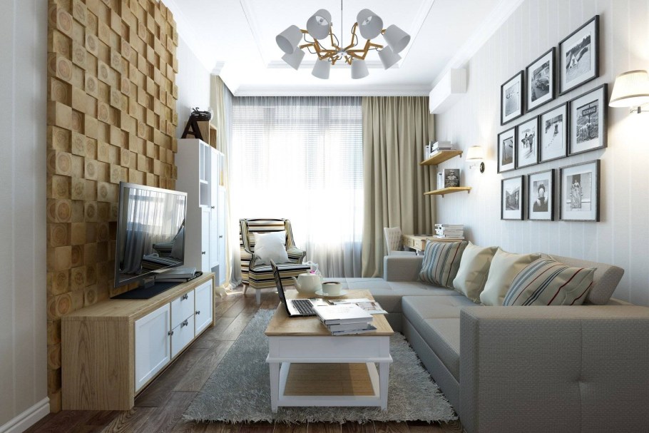 Современный интерьер маленькой гостиной