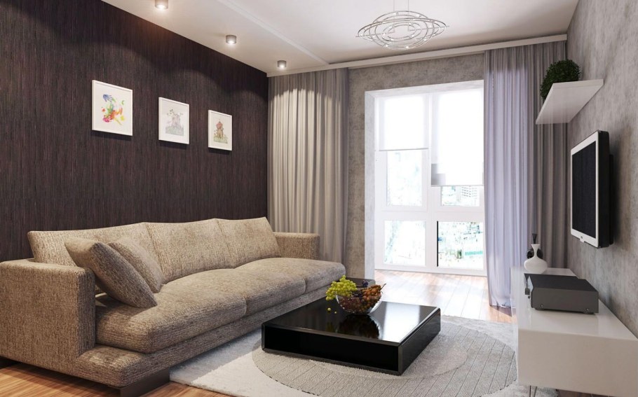 Бюджетный интерьер гостиной 18 кв.м
