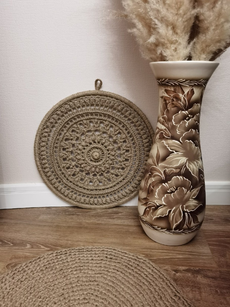 Красивый край крючком из джута