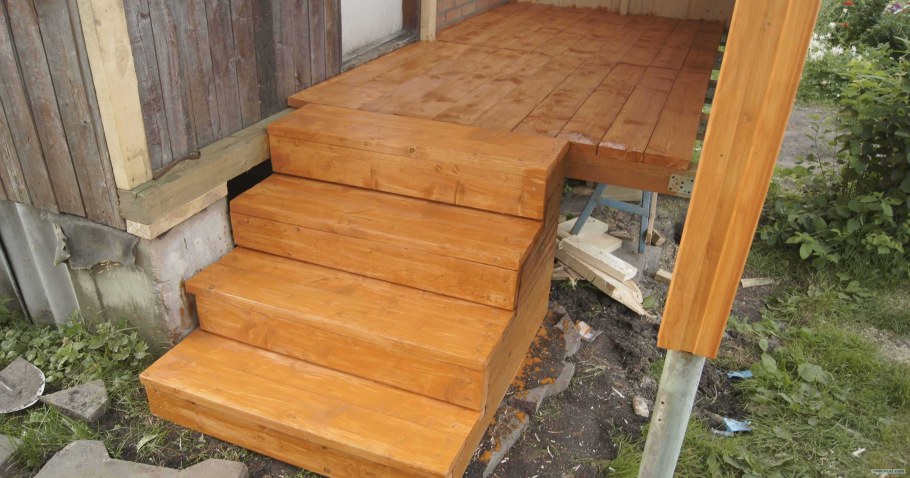 Ступени для крыльца из бруса 150х150 своими