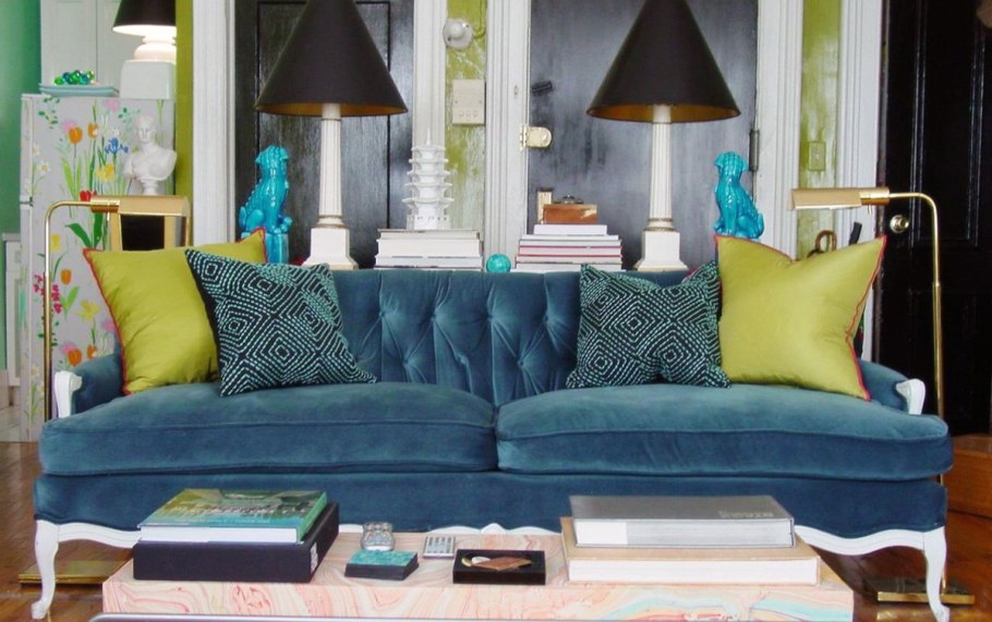Гостиная в бирюзовых тонах