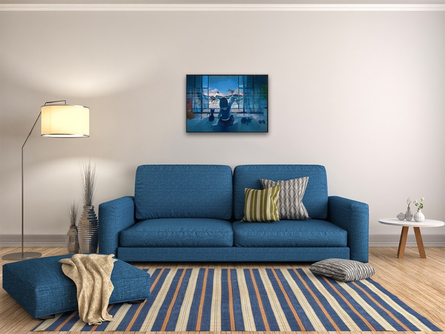 Синий диван в интерьере