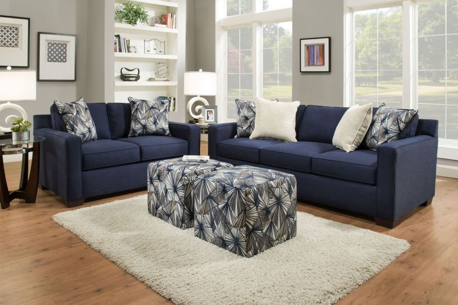 Серо синий диван