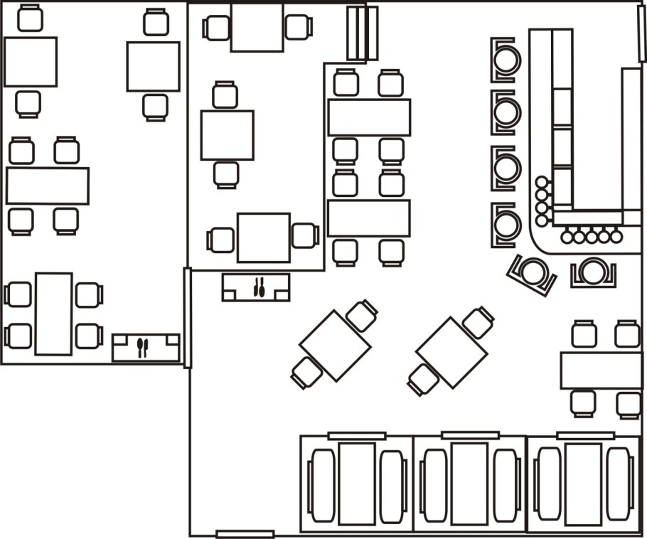 Расположение столов в кафе схема