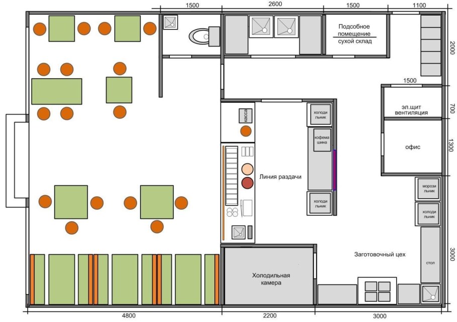 План схема кухни ресторана