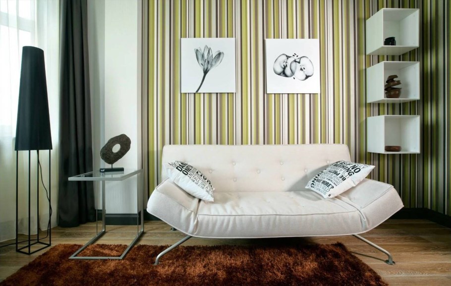 Обои в полоску в интерьере