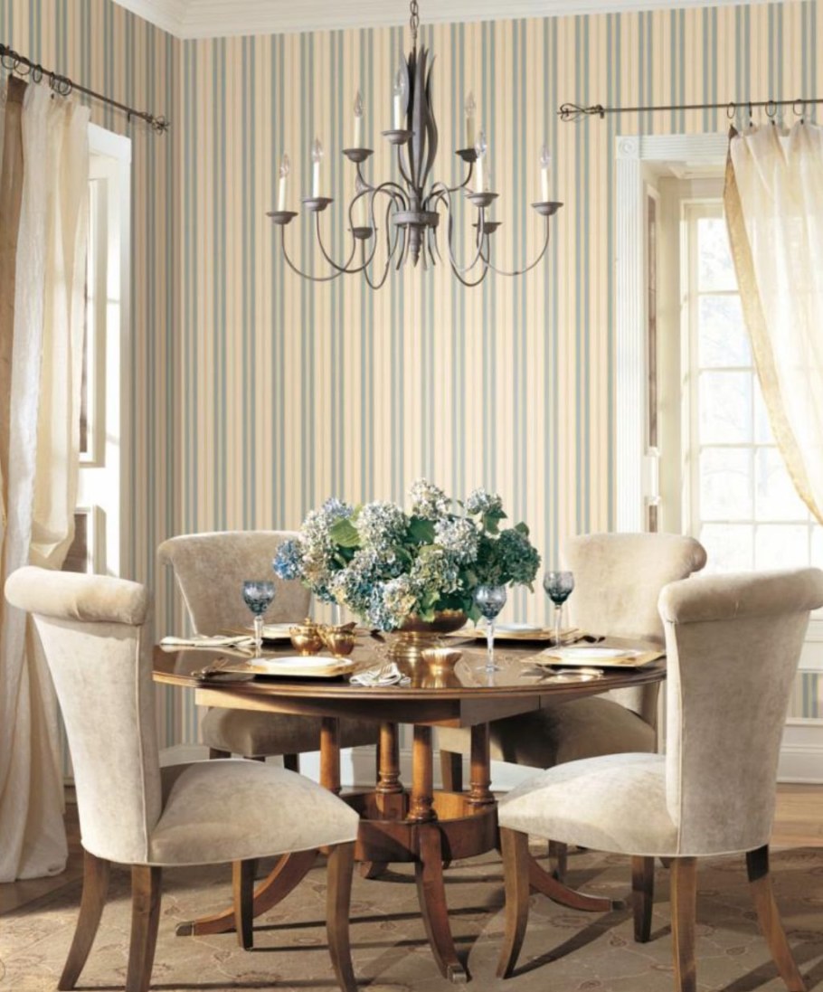 Обои в полоску для стен в интерьере