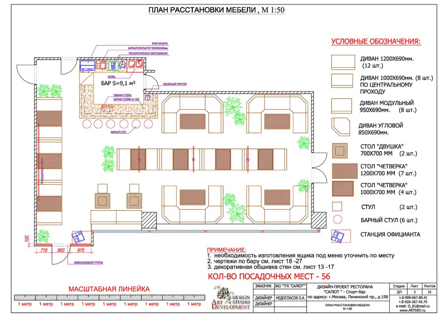 Схема планировки кафе