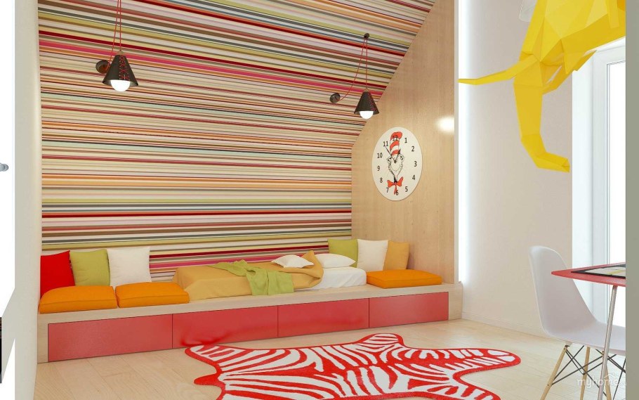 Полосатые стены в интерьере