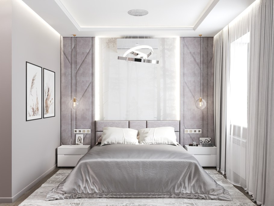 Спальня в современном стиле в светлых тонах