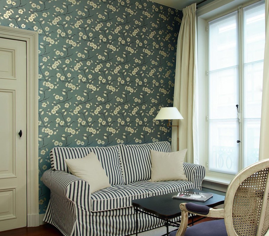 Обои Грандеко в интерьере гостиной