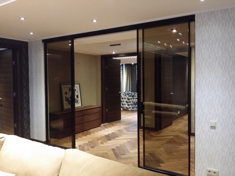 Раздвижные двери тонированное стекло