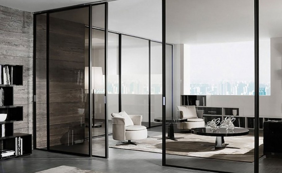 Раздвижные перегородки из стекла