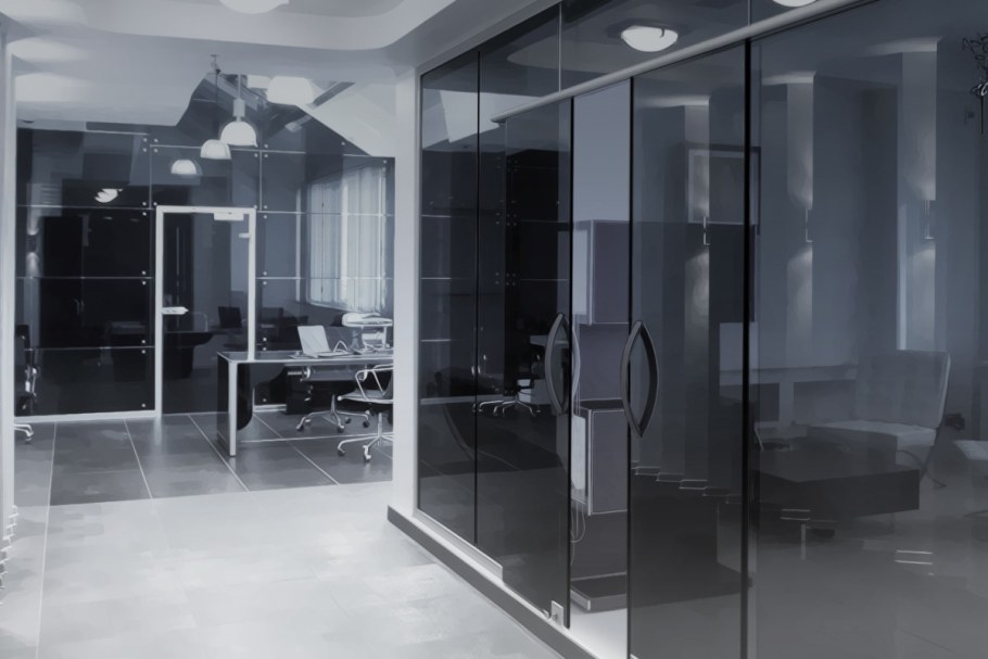 Черная стеклянная перегородка