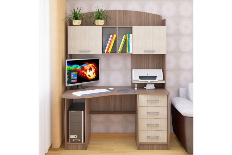 Стол компьютерный "СК-10", ясень шимо светлый/венге #62377