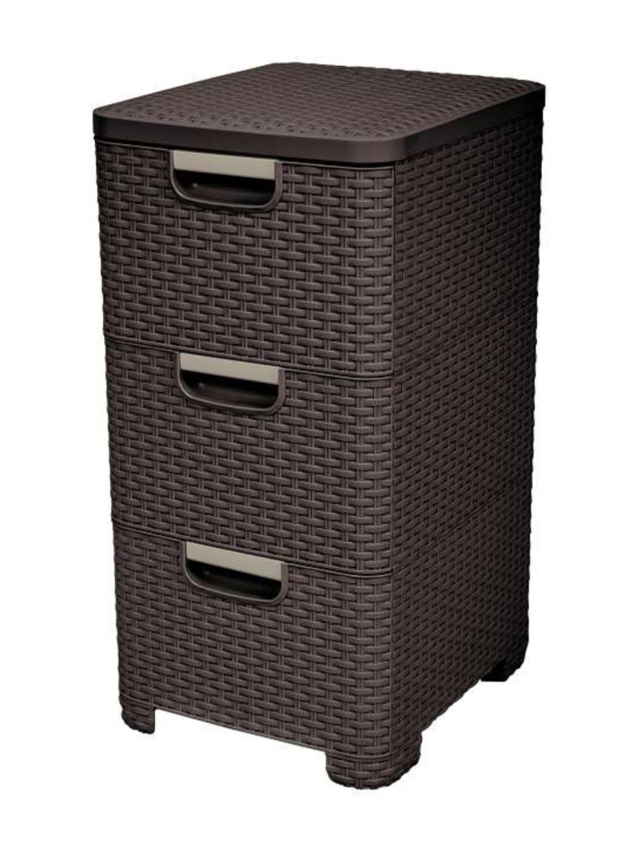 Комод c 4 отделениями Rattan Style тёмно-коричневый