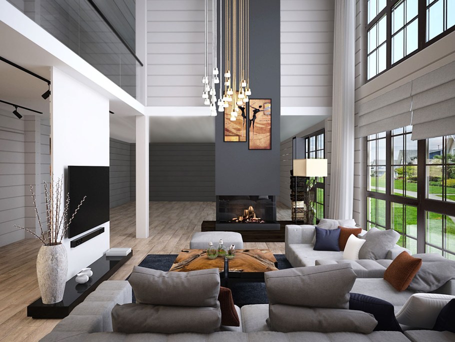 Интерьер домов из бруса в современном стиле