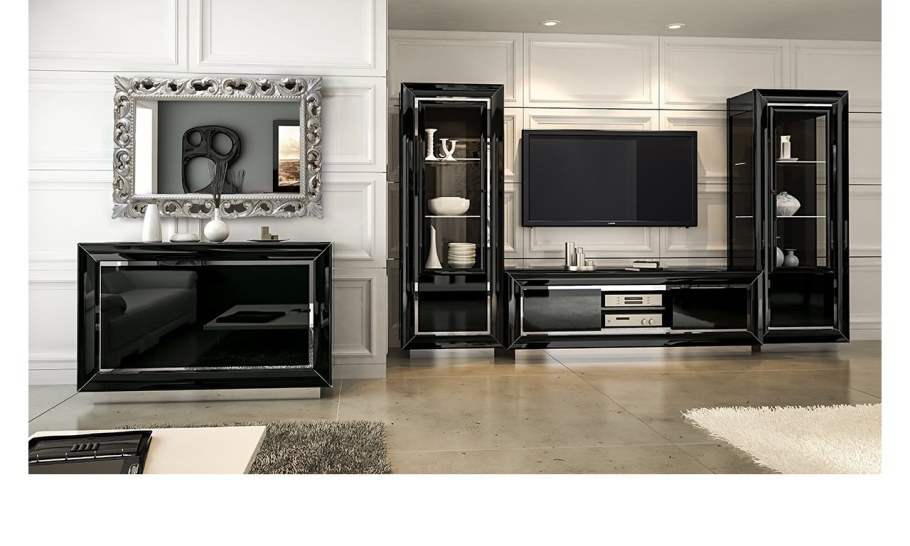 Гостиная с черной мебелью