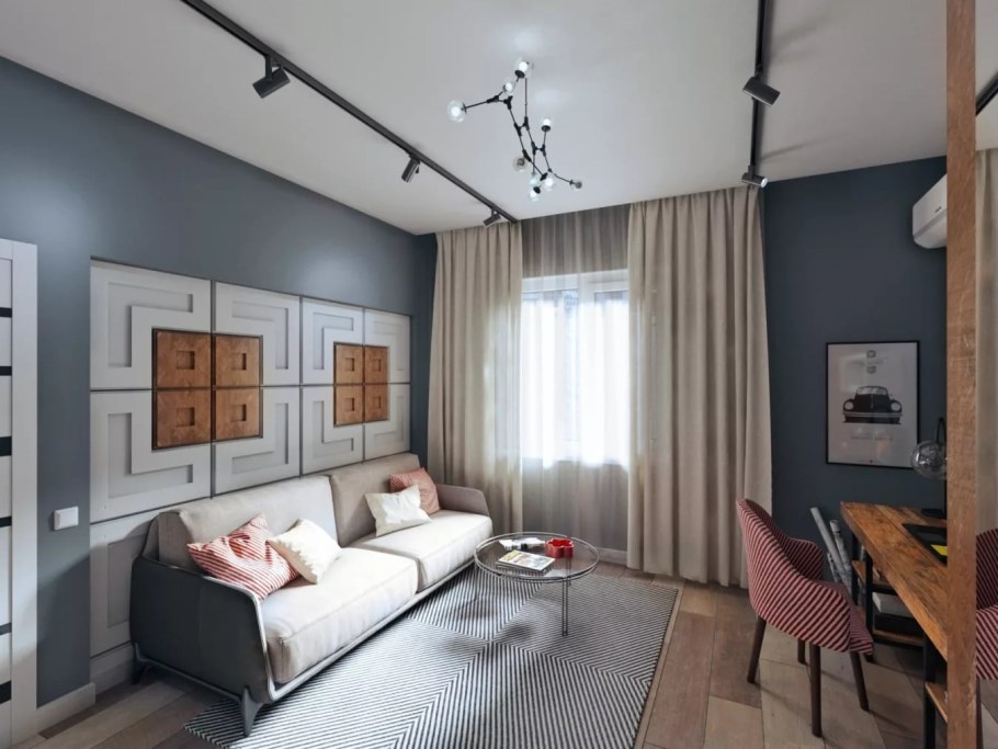 Комната для молодого человека в современном стиле с диваном