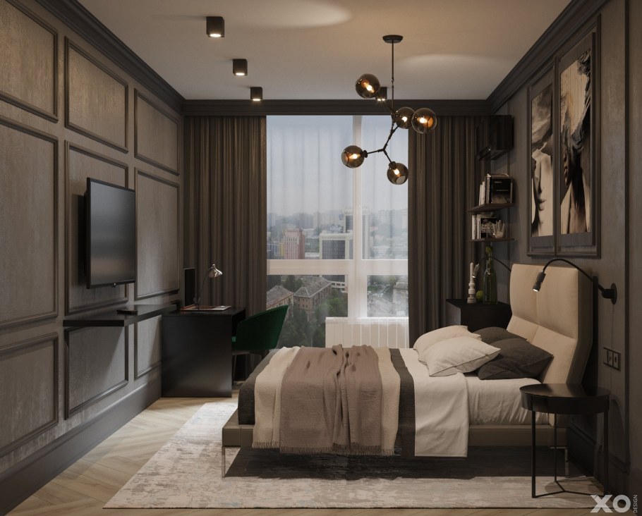Спальня в коричневых тонах