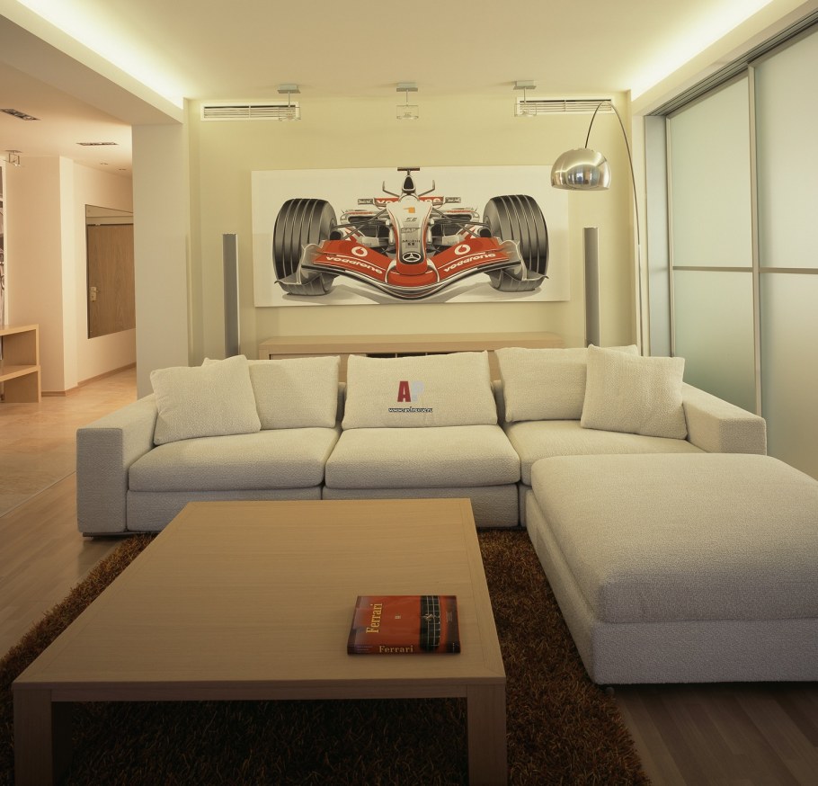 Угловой диван в интерьере гостиной