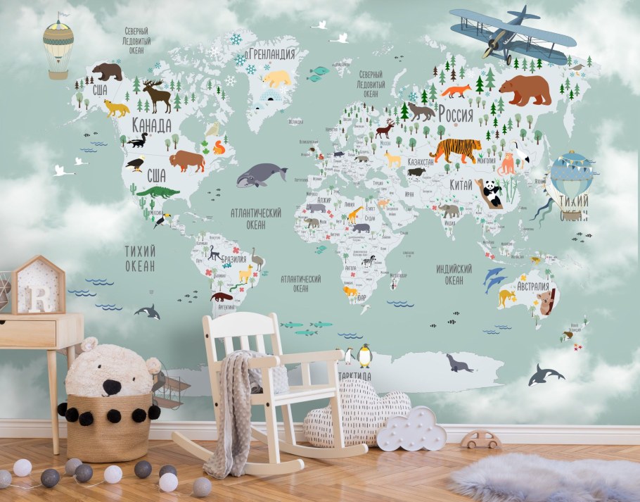 Фотообои в детскую комнату карта