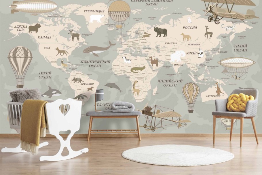 Карта мира для детей на стену