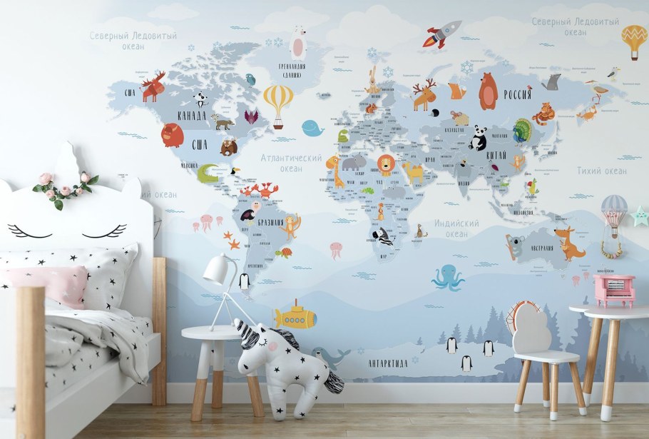Фотообои в детскую комнату карта