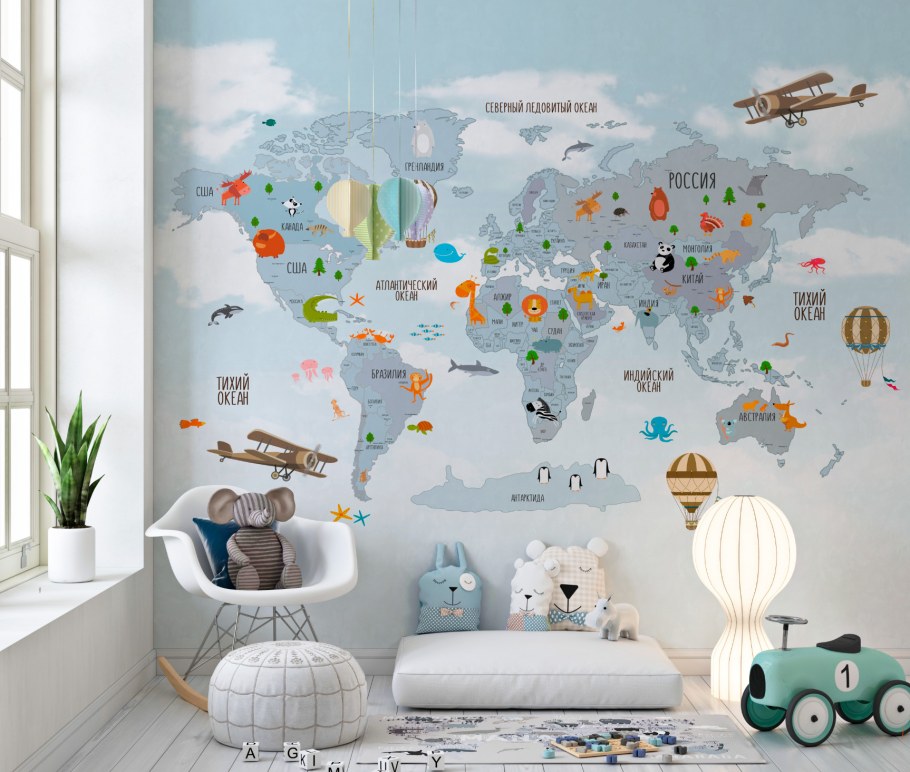 Фотообои карта в детскую