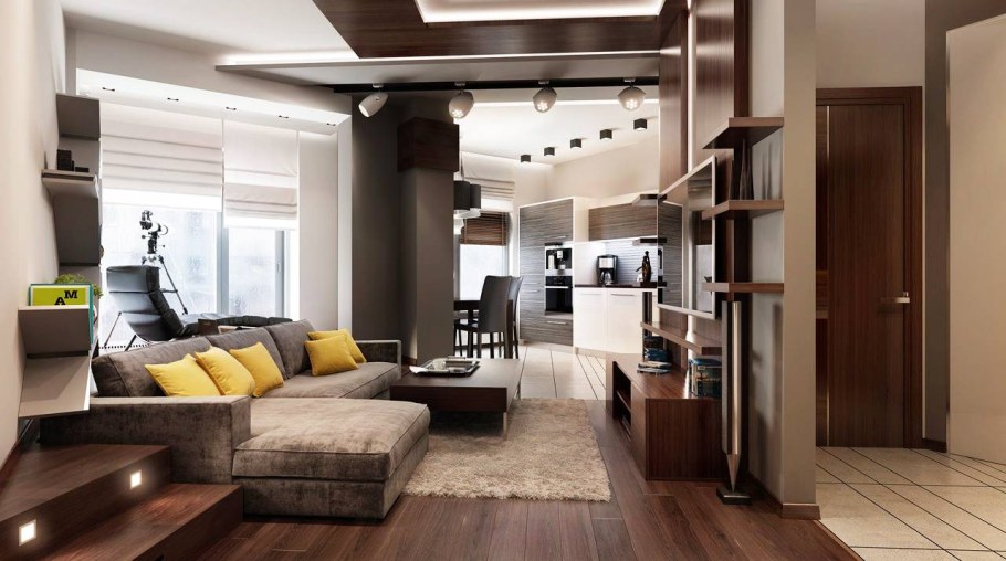 Интерьер в однокомнатной квартире 40 кв