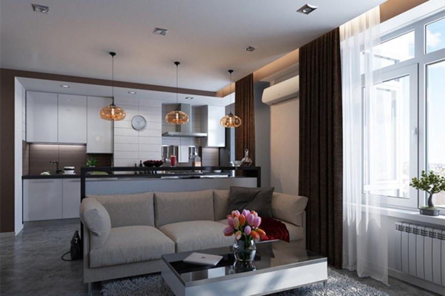 Интерьер однокомнатной квартиры