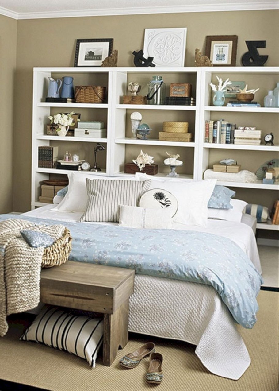 Стеллаж в спальне интерьер