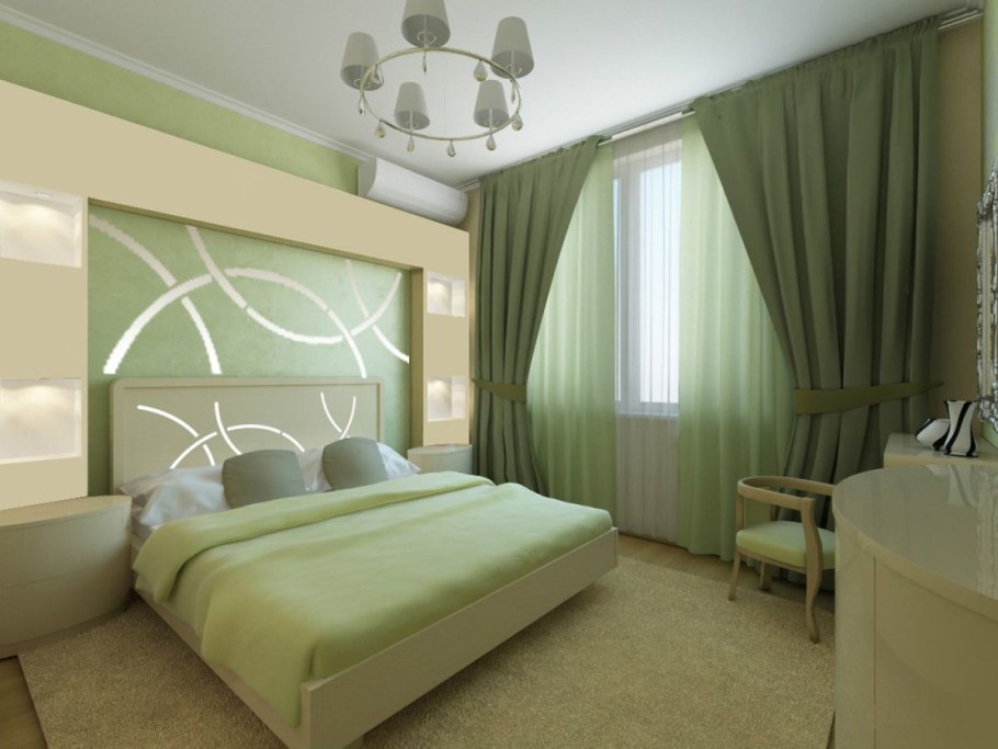 Спальня в фисташковом цвете