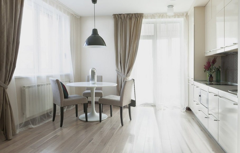 Шторы на кухню в пол