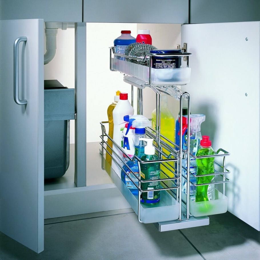 Выдвижная полка под раковину на кухню