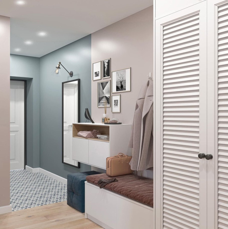 Узкая прихожая в скандинавском стиле
